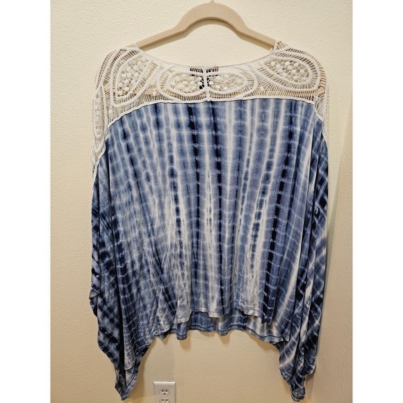 Rain 3X Hippie tie dyed flare Tunic top. Blue and white. Swimcover StylishHippie - Picture 2 of 7